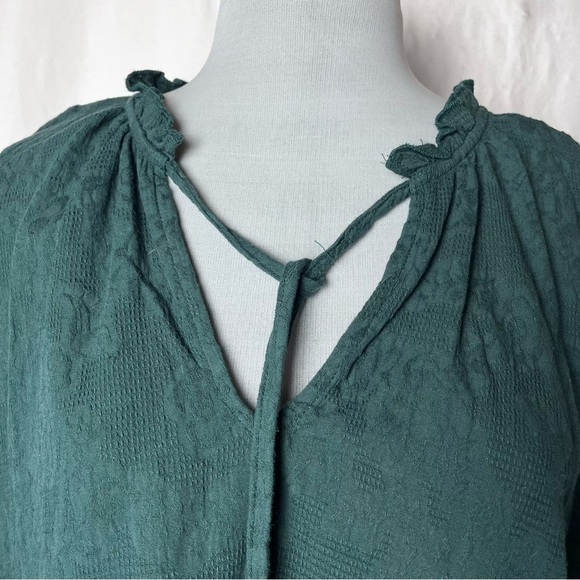 Umgee | Green Boho Peasant Textured Cotton Tassel Tie Top, Small - Picture 6 of 10